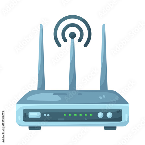 Illustration of Wireless Router with Antenna