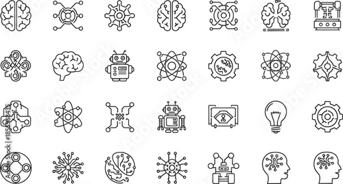 Abstract Tech and Brain Illustrations