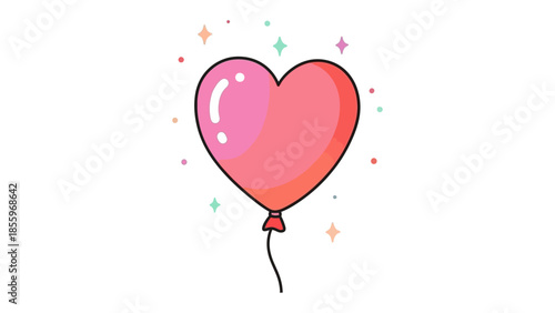 Heart Balloon: A charming heart-shaped balloon floats gently, its soft colors radiating warmth and affection, ideal for evoking feelings of love and celebration.