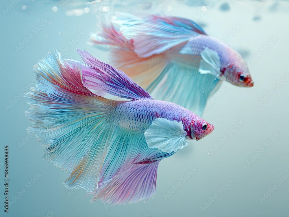 Fototapeta premium Graceful betta fish swimming in tranquil waters underwater nature scene captivating aquatic environment