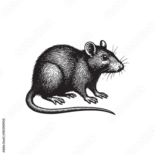 Squirrel sitting on a branch on white background