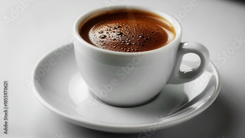 White Coffee Cup on Matching Saucer Minimal Scene