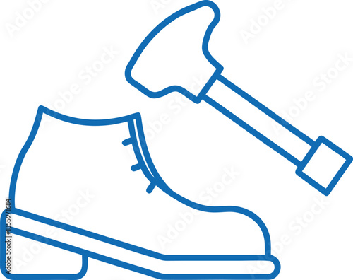 boot repair icon with cobbler hammer for footwear restoration and craft service