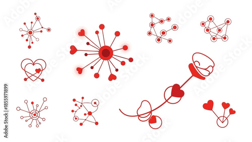 Love in Lines: Elegant vector illustrations showcase abstract heart designs, radiating connection, harmony, and tenderness. Embodying the essence of emotion.