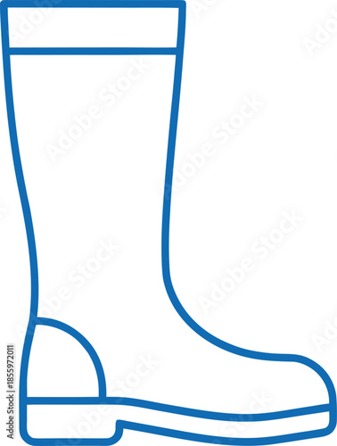 Waterproof rubber rain boot footwear vector illustration on white background