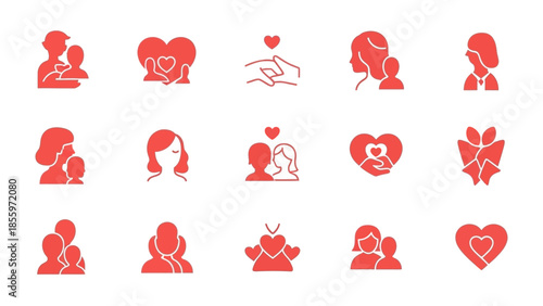 Love and Togetherness: A collection of heart-shaped illustrations symbolizing love, connection, and family bonds, ideal for conveying themes of affection and unity.