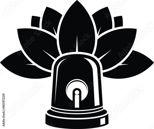 Simple black graphic of a traditional Indian or Buddhist religious symbol