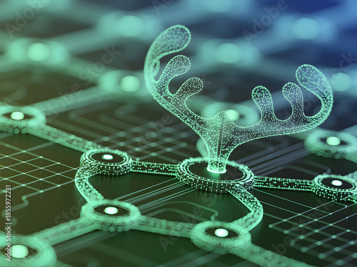 Abstract Neural Network: An intricate depiction of a neural network, with glowing nodes and pathways, suggesting connections and data flow within the digital realm.