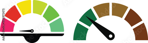 Dashboard speedometer icons set. Performance indicator sign.Rating meter signs.