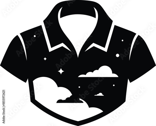 Graphic shirt with starry night sky design on the front