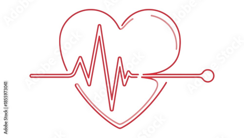 The Heart of Health: A minimalist design showcases a red heart intertwined with a vibrant heartbeat pulse, symbolizing health, vitality, and the rhythm of life. 