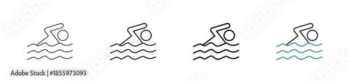 Outline style Water Sport icon set. Available various sizes