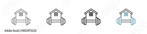 Outline style Home Gym icon set. Available various sizes