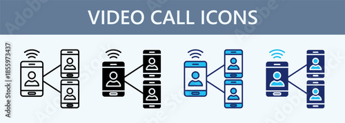 Video Call Icon Set Multiple Style Collection