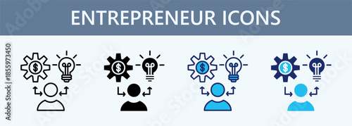 Entrepreneur Icon Set Multiple Style Collection