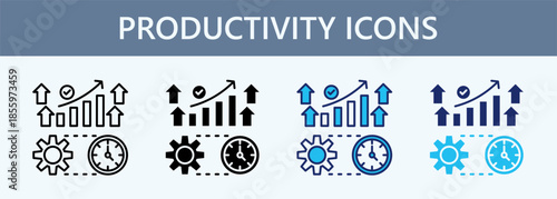 Productivity Icon Set Multiple Style Collection