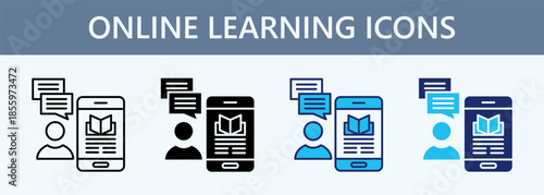 Online Learning Icon Set Multiple Style Collection