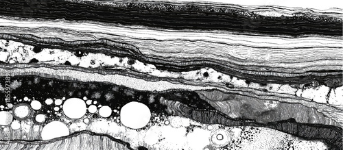 Grunge geological strata background with black and white layered lines. seamless abstract geology layers texture design.