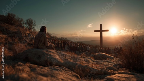 Jesus talked to the crowd on the mountaintop in the middle of the wilderness.