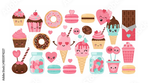 Sweet Dreams: An array of adorable and delectable desserts, from cupcakes and macarons to ice cream, all designed to awaken the senses, evoking the pure joy and enchantment of culinary delights.