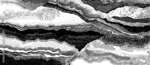 Grunge geological strata background with black and white layered lines. seamless abstract geology layers texture design.