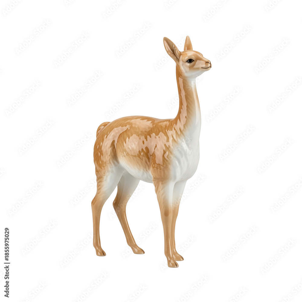 Fototapeta premium Porcelain vicuna figurine standing wild south american animal for home interior decoration