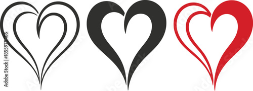 Flourish Heart Icon Set – Elegant Symbols of Love, Passion, and Artistic Emotion