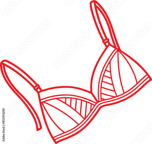 triangle-cup bra icon thin straps clean flat vector, vector illustration of a bunny.