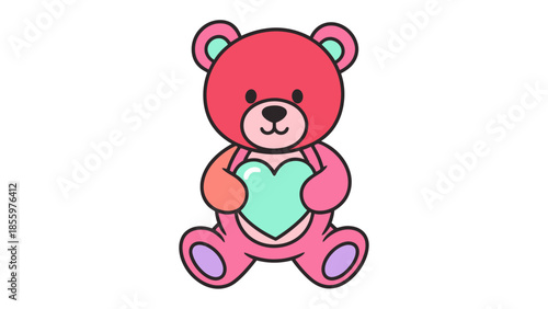 Teddy Bear with Heart: This image showcases a cheerful teddy bear, embracing a heart. The artwork is simple and sweet, evoking feelings of love and comfort.