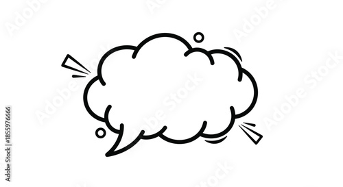Simple black outline of a cloud-shaped comic book speech bubble for dialogue or thoughts isolated on a white background.