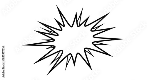 Dynamic black line art of a comic book style explosion or starburst effect for highlighting shock or action.
