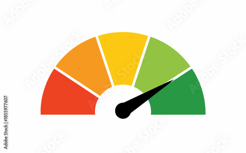 Colorful performance gauge icon indicating high rating