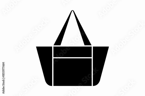 Black shopping bag icon with handles isolated design element