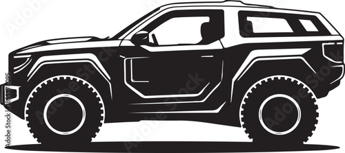 Modern rugged offroad vehicle isolated with open doors