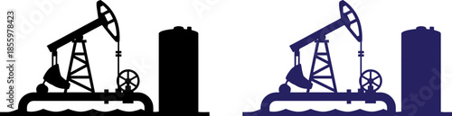 Industrial oil pump jack and storage tank setup for energy production