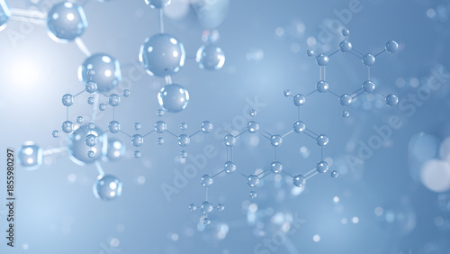 gefitinib molecular structure 3d, antineoplastic drug structural chemical formula view from a microscope