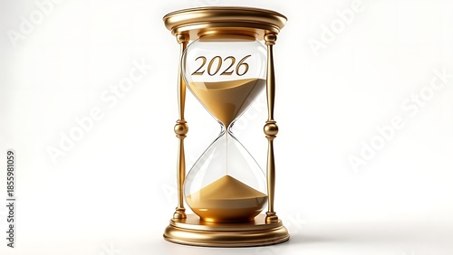 A classic hourglass, ornate gold, with 