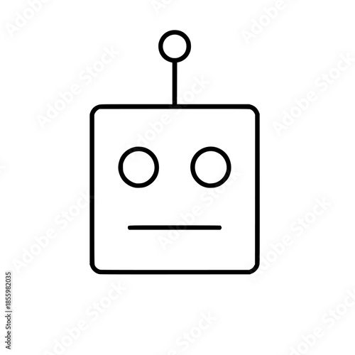 Robot Head Automation Technology Line Icon Minimal Doodle Vector