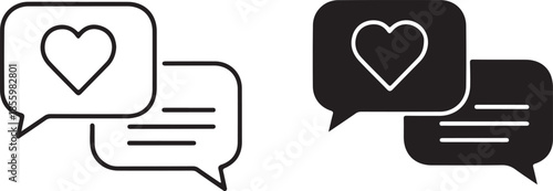 Chat Bubbles with Heart and Text Icons vector