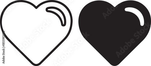 Outline Heart and Solid Heart Icons symbol