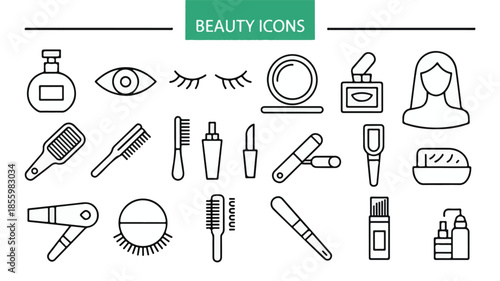 Beauty icons for makeup hair care and personal grooming vector