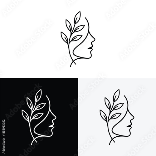 Beauty salon and spa vector logo with  woman
