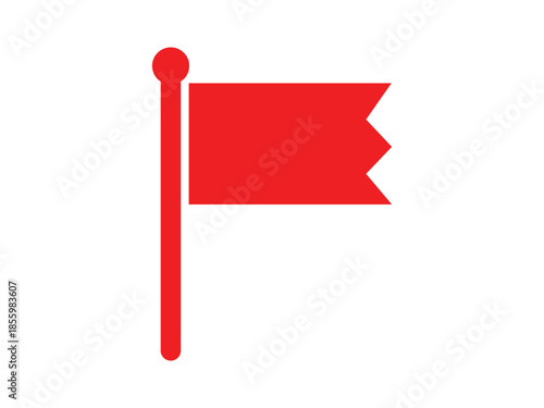 Flat Red Flag Icon with Pole. Minimal Red Flag Illustration for UI and Web