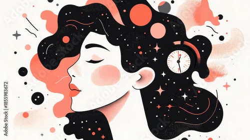 selective focus mental stress concept chaotic lines spiral timer