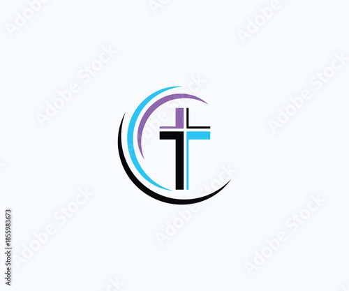 Minimal Cross and Church Symbol Logo, Contemporary Faith Logo Design