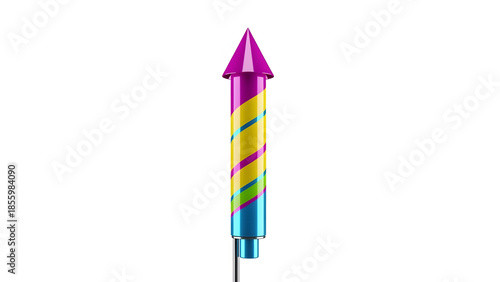 Colorful Firework Rocket Isolated on White Background