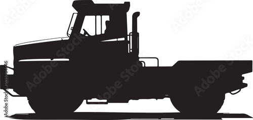 Heavyduty flatbed utility truck side view silhouette