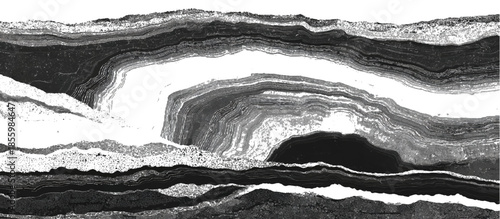 Grunge geological strata background with black and white layered lines. seamless abstract geology layers texture design.