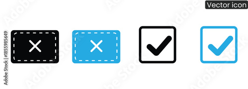 Modern checkmark and cross icons for user interface design and validation purposes