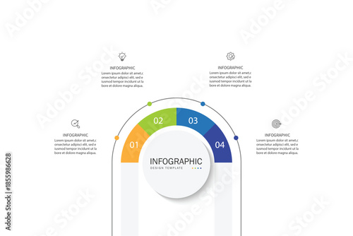 Business visualization infographic circle design template with 4 options, steps or processes. Business presentation.	